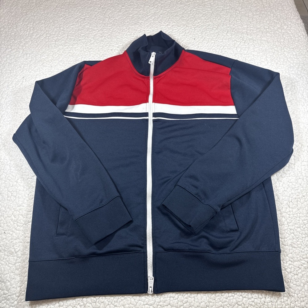 Ben Sherman Men's Track Jacket Navy Red White Full Zip Retro Stripe XL Vintage